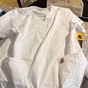 Carhartt Classic White V-Neck Scrub Top